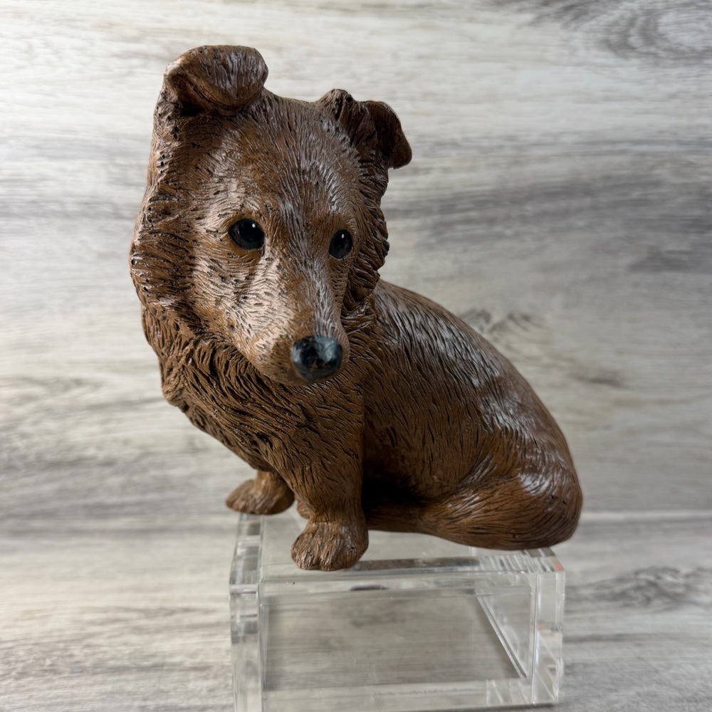 Border Collie Dog Puppy Cast Resin Statue Signed Brown Phase IV
